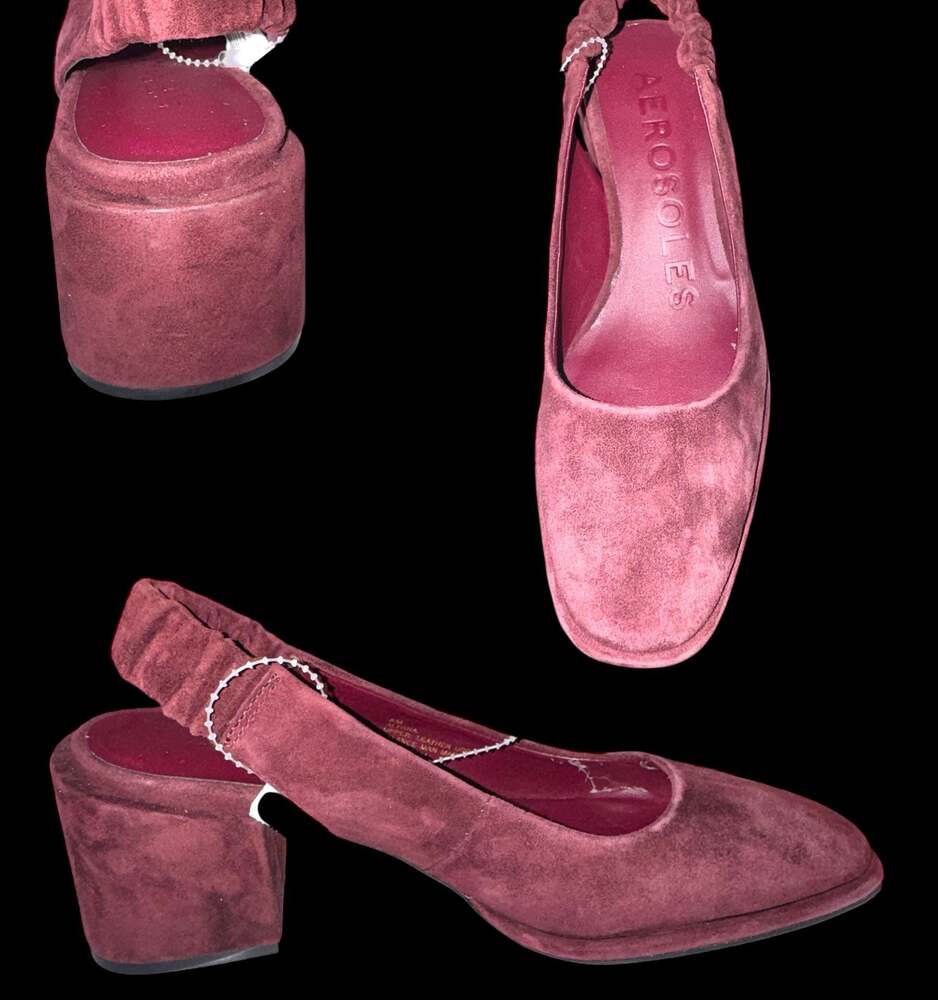 AEROSOLES Wine Suede Slingback Pumps